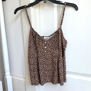 Brown and white flower tank top